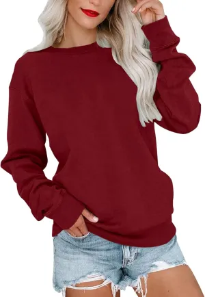SHAOBGE Womens Fall Crewneck Sweatshirt Light Weight Casual Long Sleeve Oversized Sweatshirt Cute Pullover Fit Hoodies Tops
