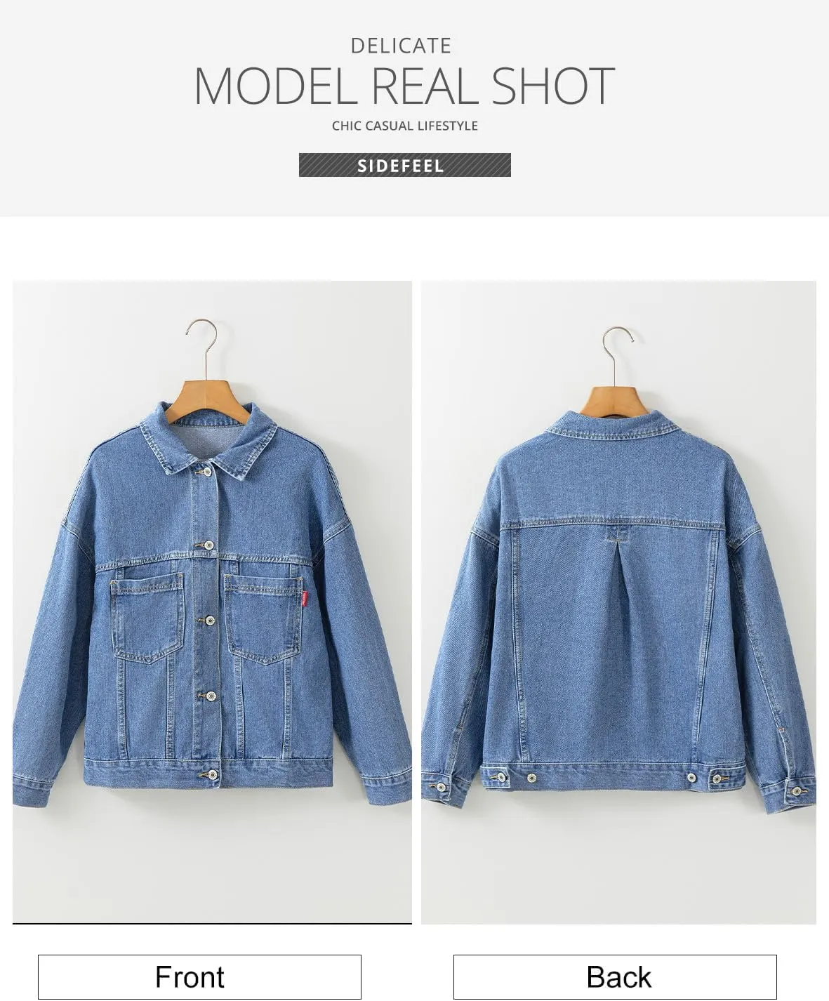 Sidefeel Women's Denim Jackets Casual Long Sleeve 2025 Spring Outfits Zimbaplatinum Jean Jacket