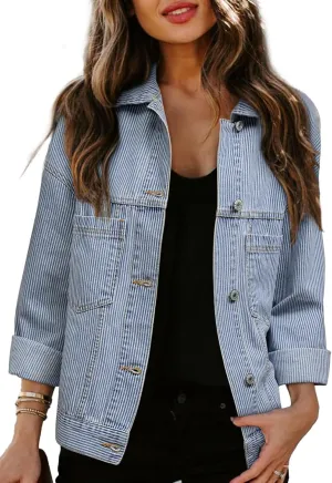 Sidefeel Women's Denim Jackets Casual Long Sleeve 2025 Spring Outfits Zimbaplatinum Jean Jacket