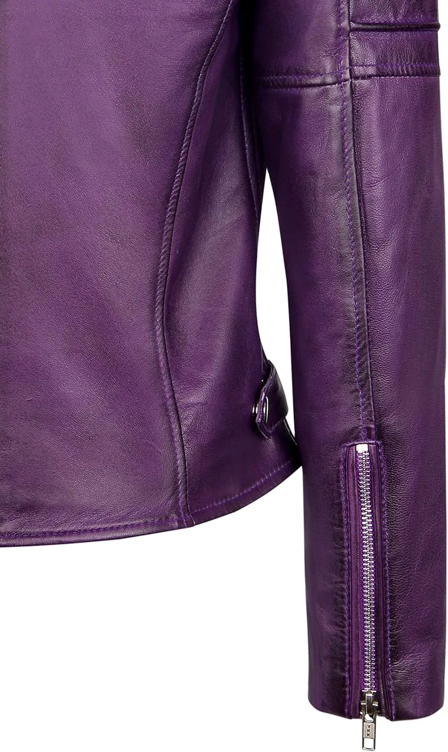 Skylinewears Womens Leather Jacket Bomber Motorcycle Biker Real Lambskin Leather Jackets
