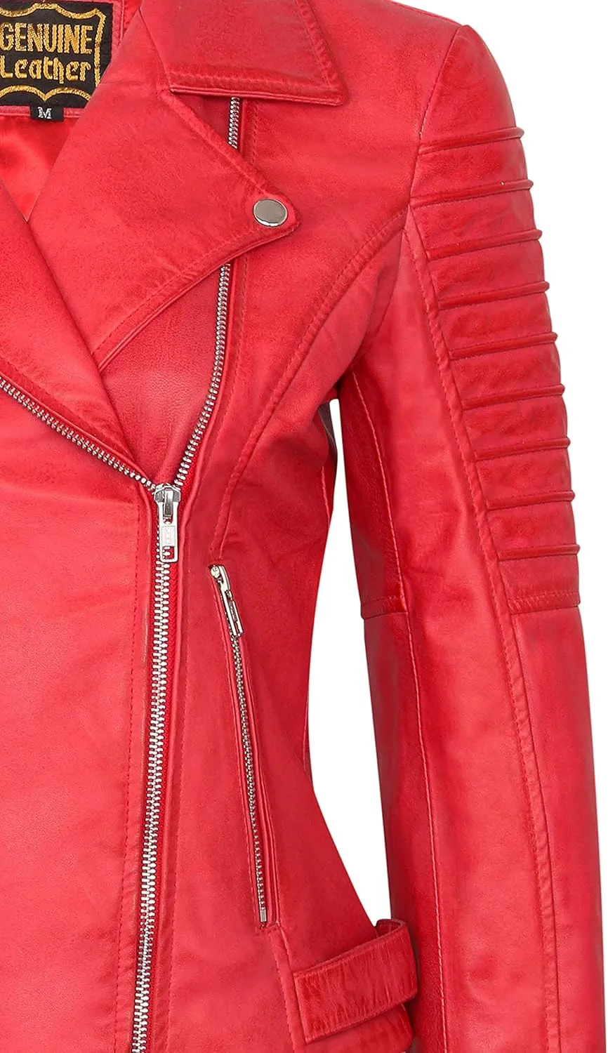 Skylinewears Womens Leather Jacket Bomber Motorcycle Biker Real Lambskin Leather Jackets