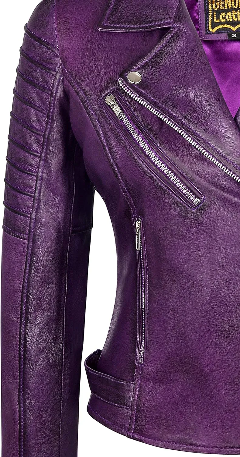 Skylinewears Womens Leather Jacket Bomber Motorcycle Biker Real Lambskin Leather Jackets