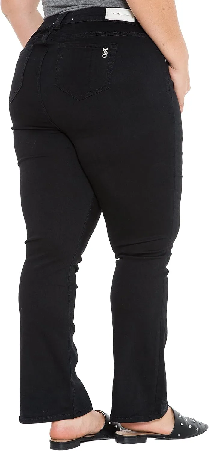 Slink - Premium Women's Plus Size Stretch High Rise Bootcut Jeans (Black)