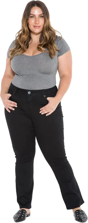 Slink - Premium Women's Plus Size Stretch High Rise Bootcut Jeans (Black)