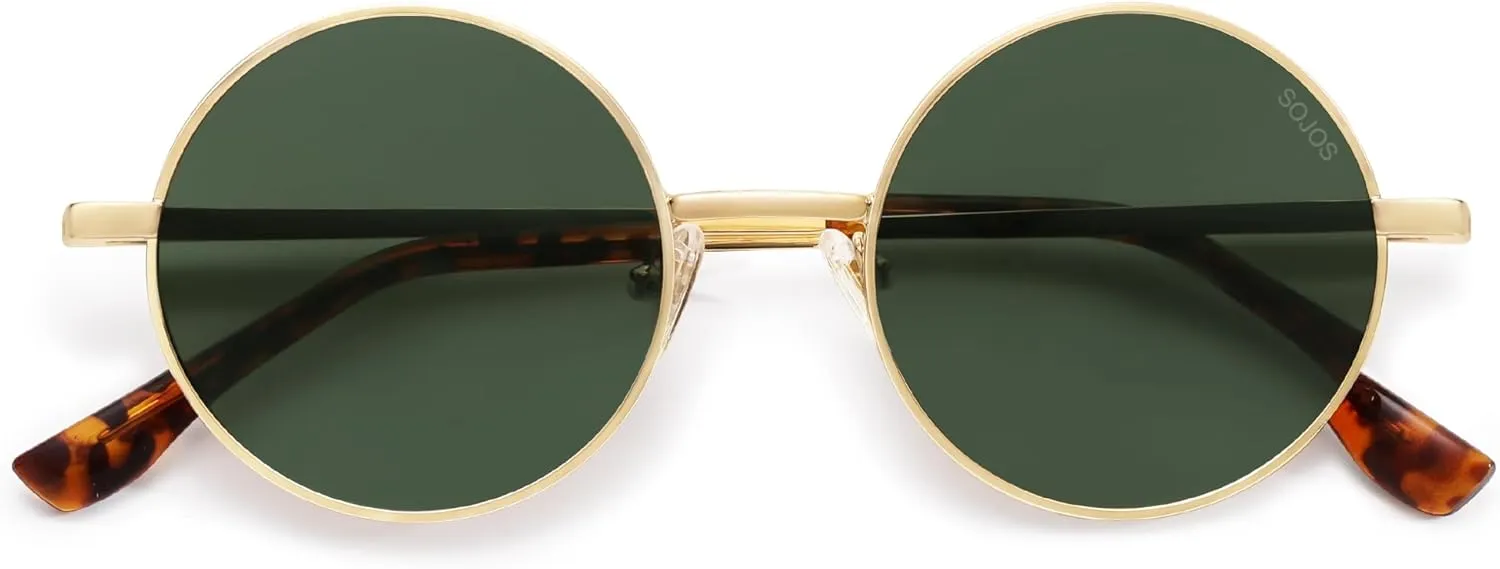 SOJOS Small Round Polarized Sunglasses for Women Men Retro Sun Glasses Vintage Shades UV400 Protection SJ1243