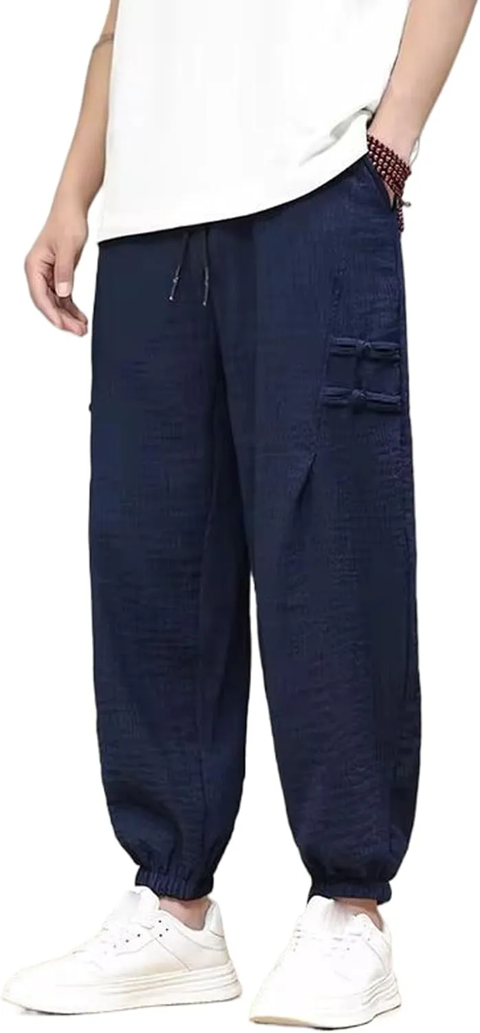 Spring Summer Pants Men Elastic Waist Casual Harem Pant Loose Sweatpants Traditional Chinese Trousers Pantalons