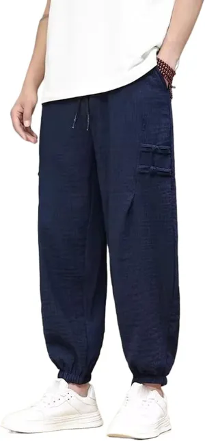 Spring Summer Pants Men Elastic Waist Casual Harem Pant Loose Sweatpants Traditional Chinese Trousers Pantalons