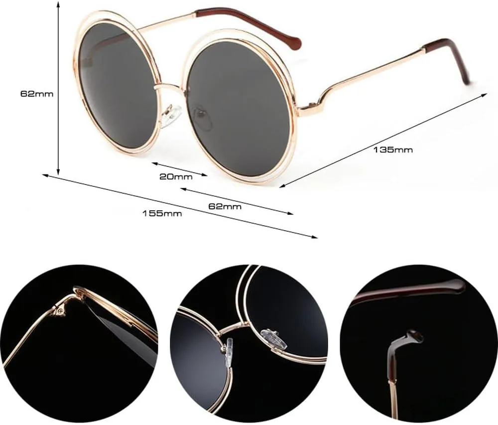 Stylish cool Vintage round sunglasses Women sun UV 400