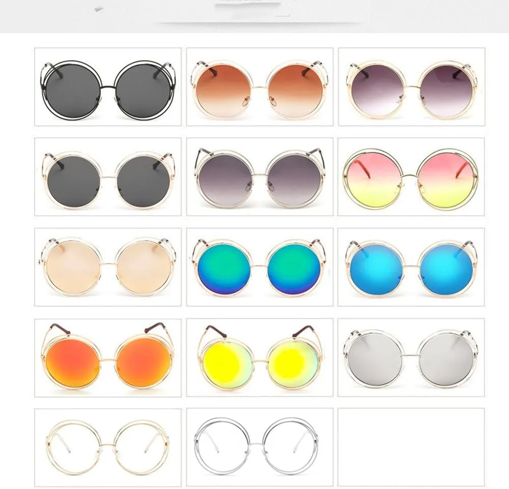 Stylish cool Vintage round sunglasses Women sun UV 400