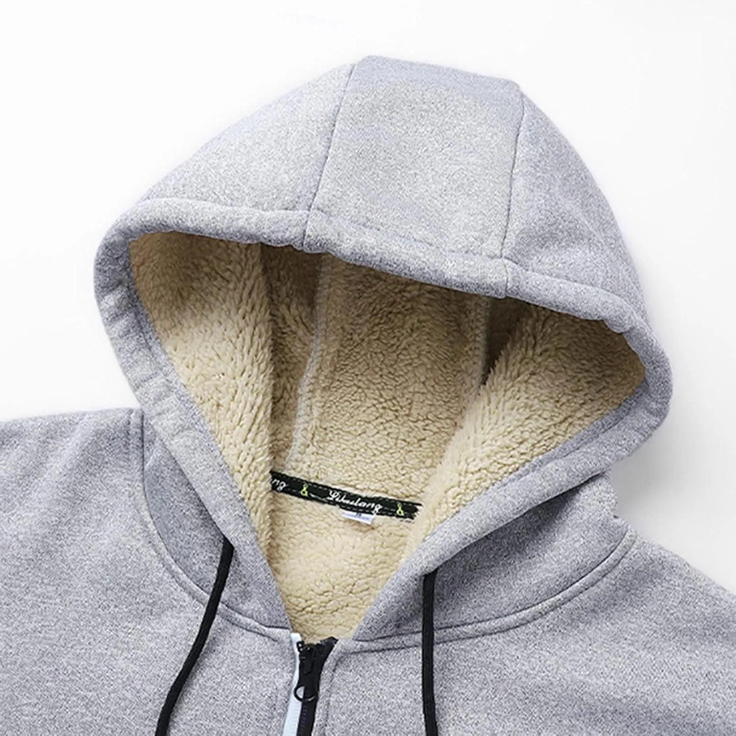 SUWBMHWE Fleece Lined Jackets for Men Winter Coats Zip Up Hoodies Sweatshirts Warm Sherpa Cardigan Sweater with Pocket