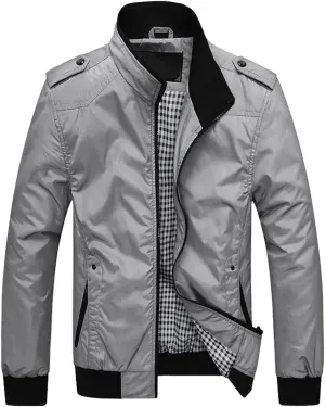 SUWBMHWE Men's Casual Shell Jacket Zip Up Windbreaker Outdoor Recreation Coat Bomber Jacket Coat Fall Winter Jackets for Men