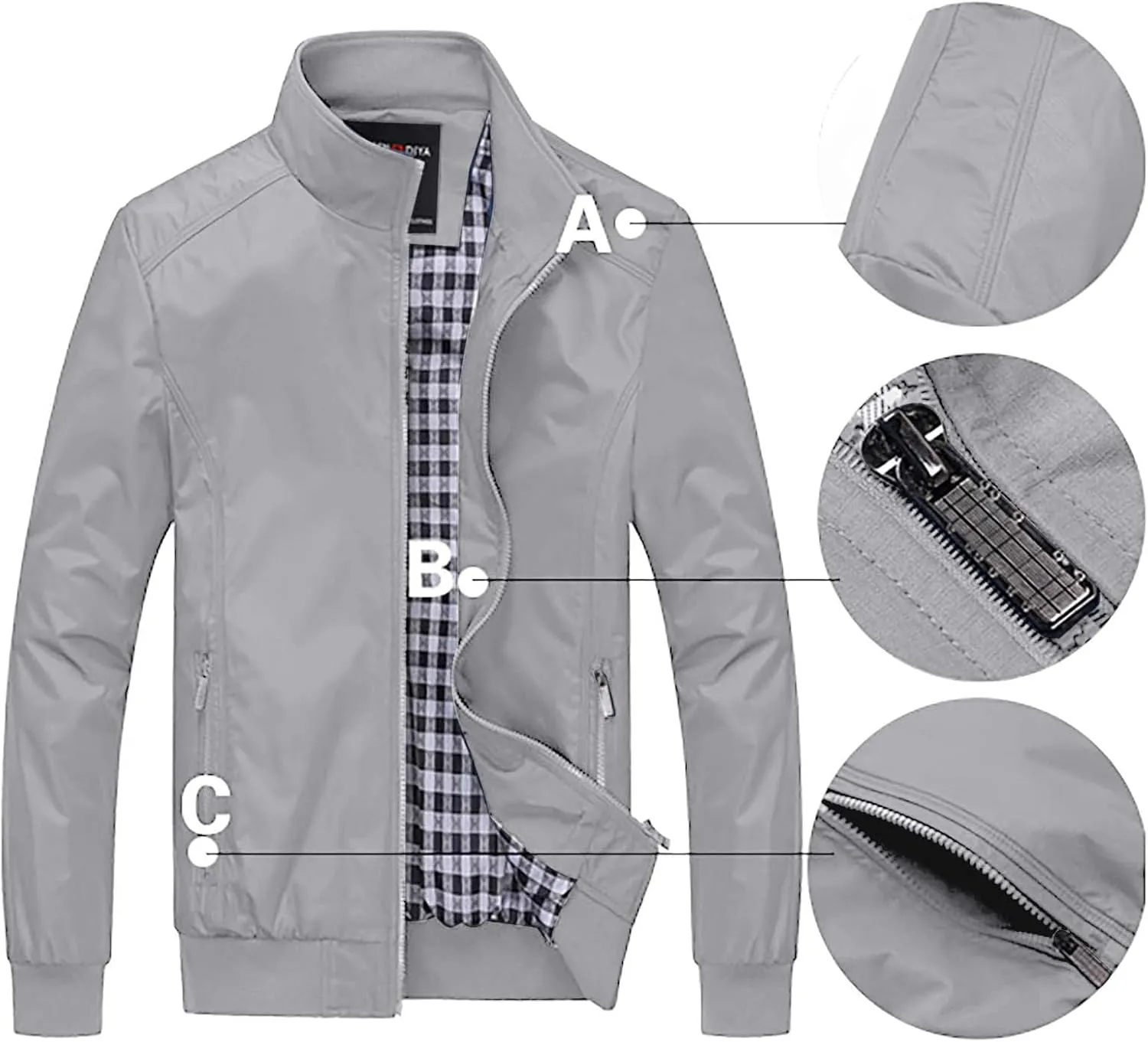 SUWBMHWE Men's Casual Shell Jacket Zip Up Windbreaker Outdoor Recreation Coat Bomber Jacket Coat Fall Winter Jackets for Men