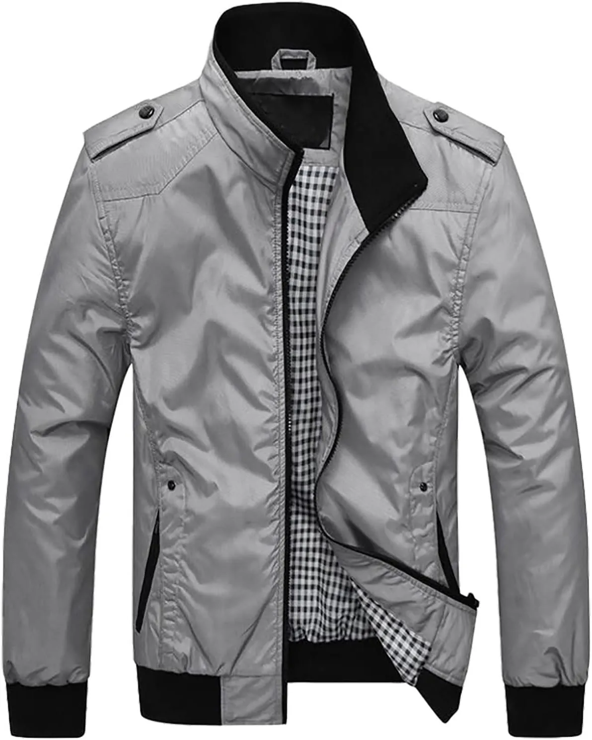 SUWBMHWE Men's Casual Shell Jacket Zip Up Windbreaker Outdoor Recreation Coat Bomber Jacket Coat Fall Winter Jackets for Men