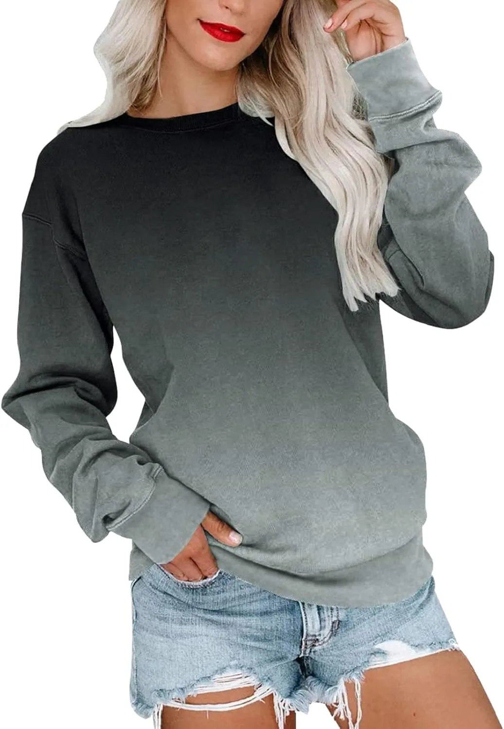 Sweatshirt for Women Fall Sweatshirts Womens Casual Crewneck Long Sleeve Graphic Tie Dye Tunic Tops Loose Fitting Pullovers