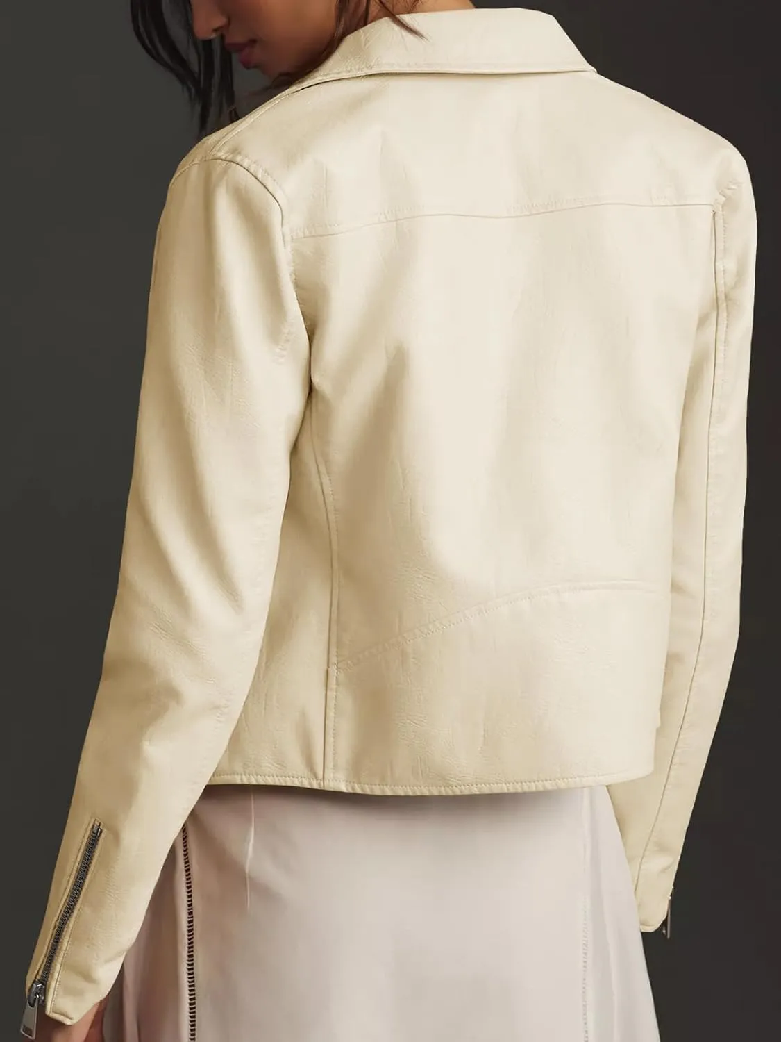 Tankaneo Womens Faux Leather Jackets Cropped Bomber Trendy Zip Up Motorcycle Biker Coat