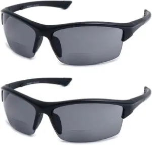 The Foster Bifocal Sun Reader Sport and Wrap Around Reading Sunglasses, Unisex Half Frame Readers