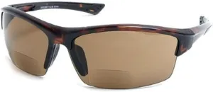 The Foster Bifocal Sun Reader Sport and Wrap Around Reading Sunglasses, Unisex Half Frame Readers