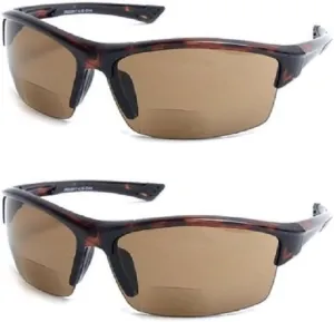 The Foster Bifocal Sun Reader Sport and Wrap Around Reading Sunglasses, Unisex Half Frame Readers