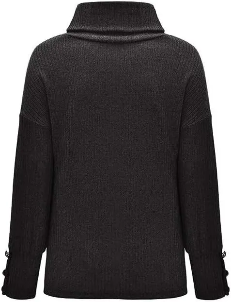 Turtleneck Sweater Women Oversized Cable Knit Sweater Cowl Neck Chunky Sweater Winter Plus Size Cute Pullover Jumper