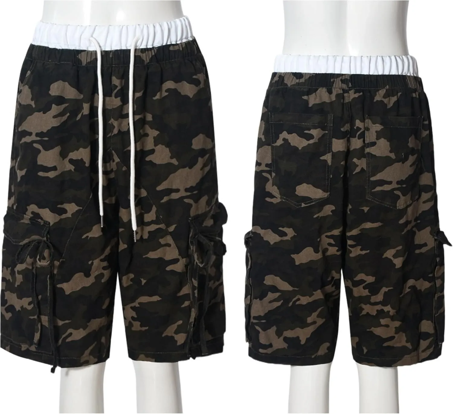 Unybwonn Women Camo Shorts Wide Leg Camouflage Cargo Long Shorts Army Fatigue Plus Size Y2k Bermuda Jorts with Pockets