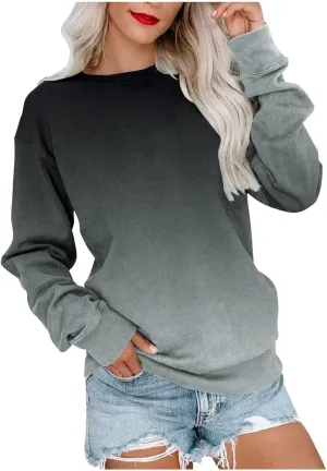 UQRZAU Women'S Colorblock Sweatshirt Long Sleeve Round Neck Casual Comfortable Loose Lightweight