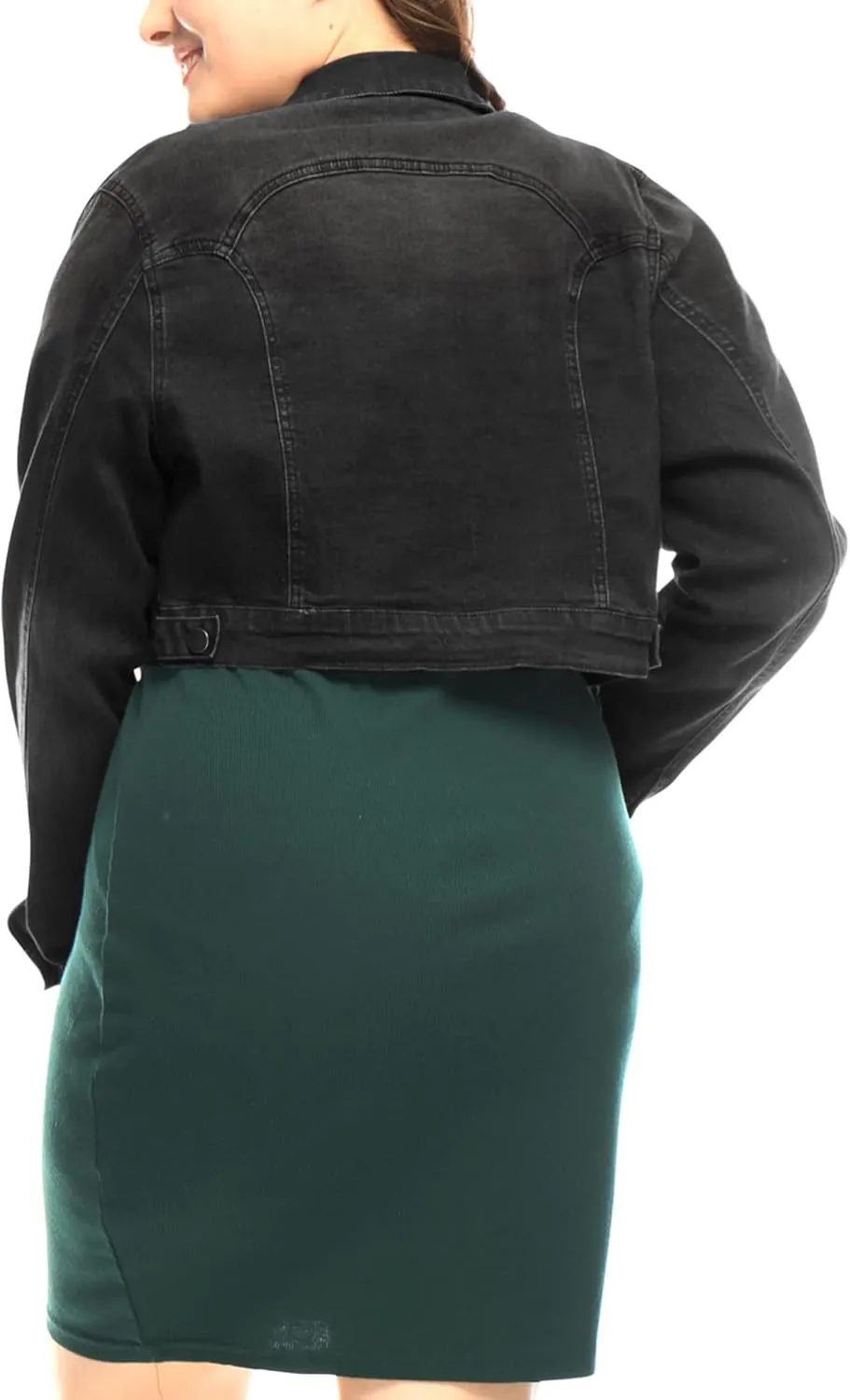 uxcell Women's Plus Size Button Closed Cropped Denim Jackets Stitching 2025