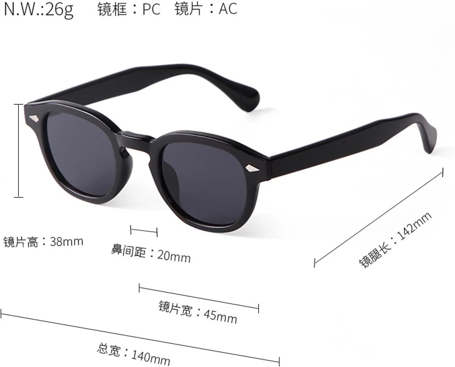 Vintage Fashion Round Sunglasses Women Men Retro Rivet Lens Glasses Female Uv400