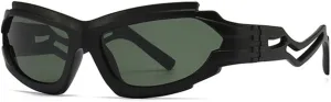 Vintage Irregular Cat Eye Women Sunglasses Hollow Legs Men Shades UV400 Sun Glasses,Black dark green,One size