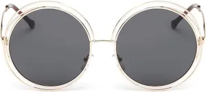 Vintage Ladies Round Sunglasses Women Fashion Metal Big Frame Sun Glasses Female Goggles