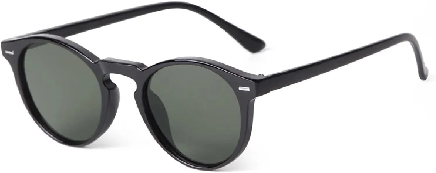 Vintage Rivet Tortoiseshell Small Round Sunglasses for Men Women Classic Glasses