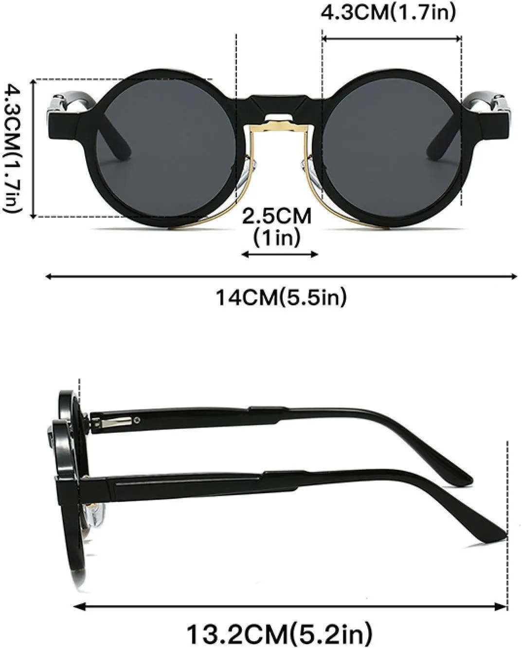 Vintage Round Sunglasses Men Classic Shades Women Punk Sun Glasses