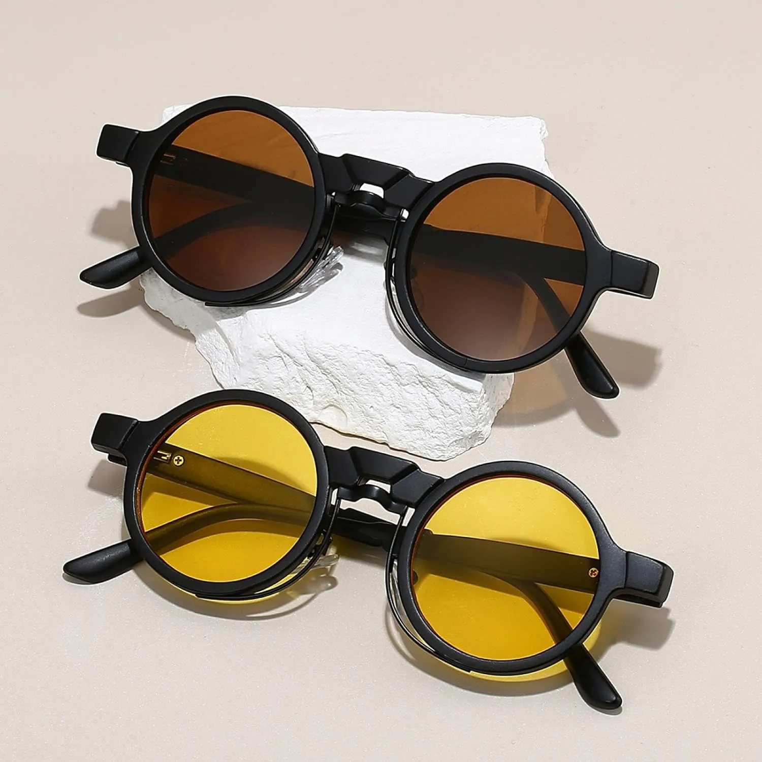 Vintage Round Sunglasses Men Classic Shades Women Punk Sun Glasses