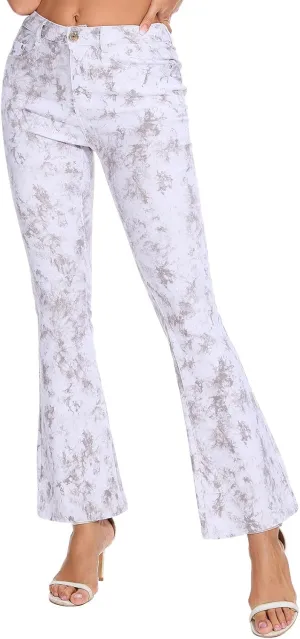 VIPONES Flared Jeans for Women High Waisted Tie Dye Bell Bottom High Stretchy Jeans
