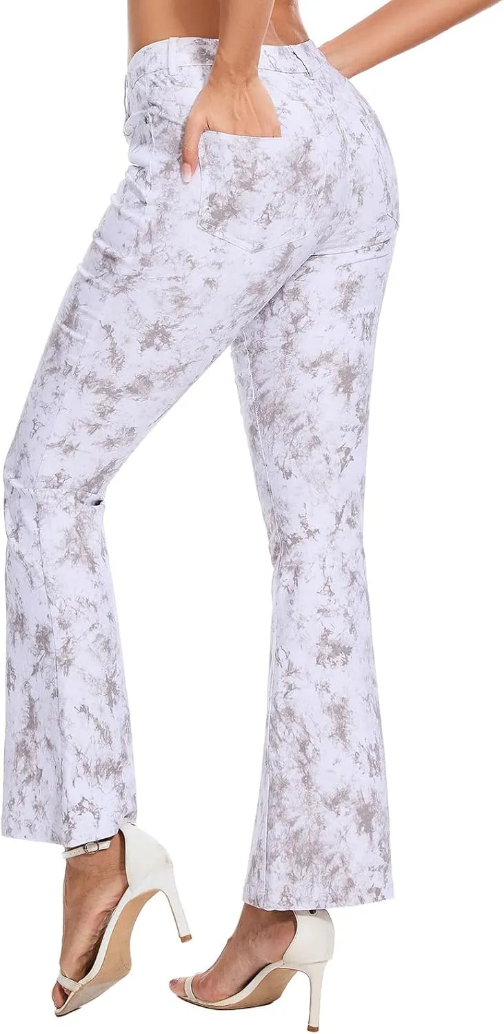 VIPONES Flared Jeans for Women High Waisted Tie Dye Bell Bottom High Stretchy Jeans