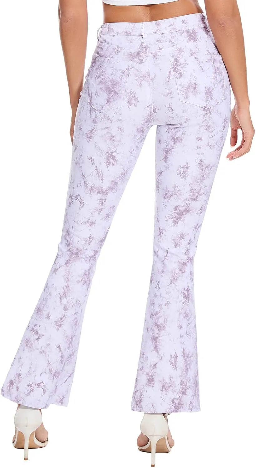 VIPONES Flared Jeans for Women High Waisted Tie Dye Bell Bottom High Stretchy Jeans