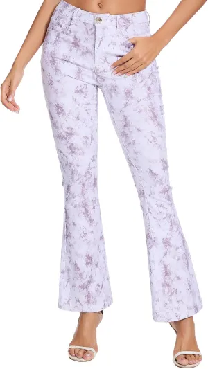 VIPONES Flared Jeans for Women High Waisted Tie Dye Bell Bottom High Stretchy Jeans
