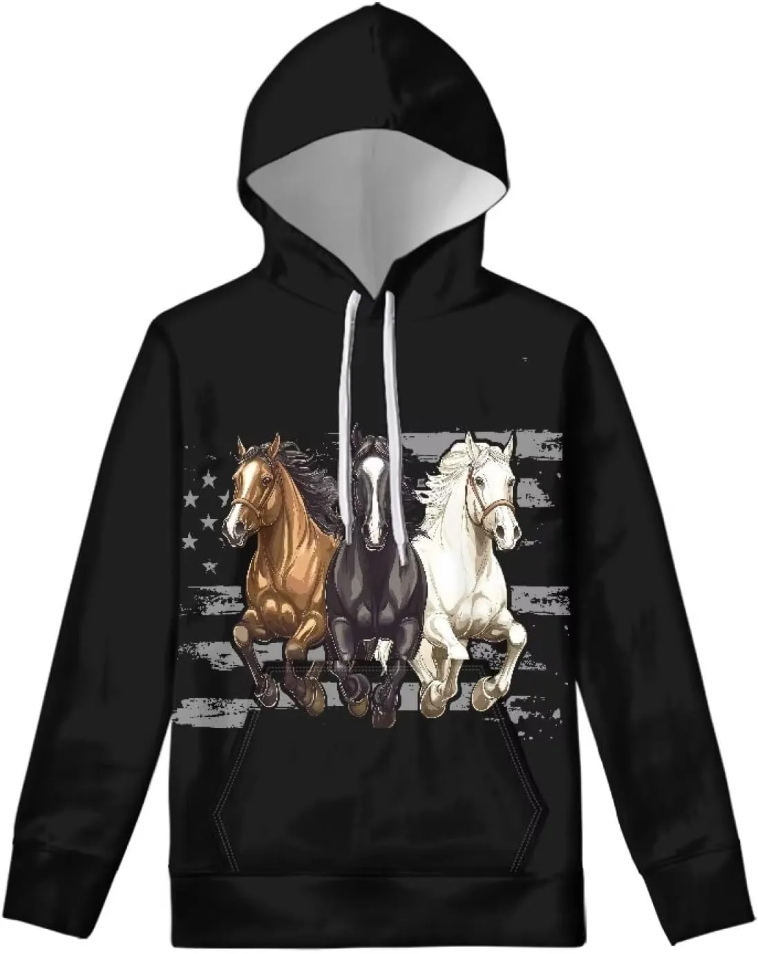 WELLFLYHOM Womens Cute Animal Print Hoodie Sweatshirt Drawstring Long Sleeve Pullover Tops with Pocket