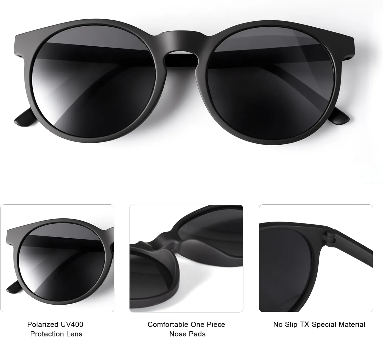 WISTON Polarized Round Sunglasses for Women & Men,Running Sunglasses Retro Classic UV400 Protection TR Frame Lightweight 8107