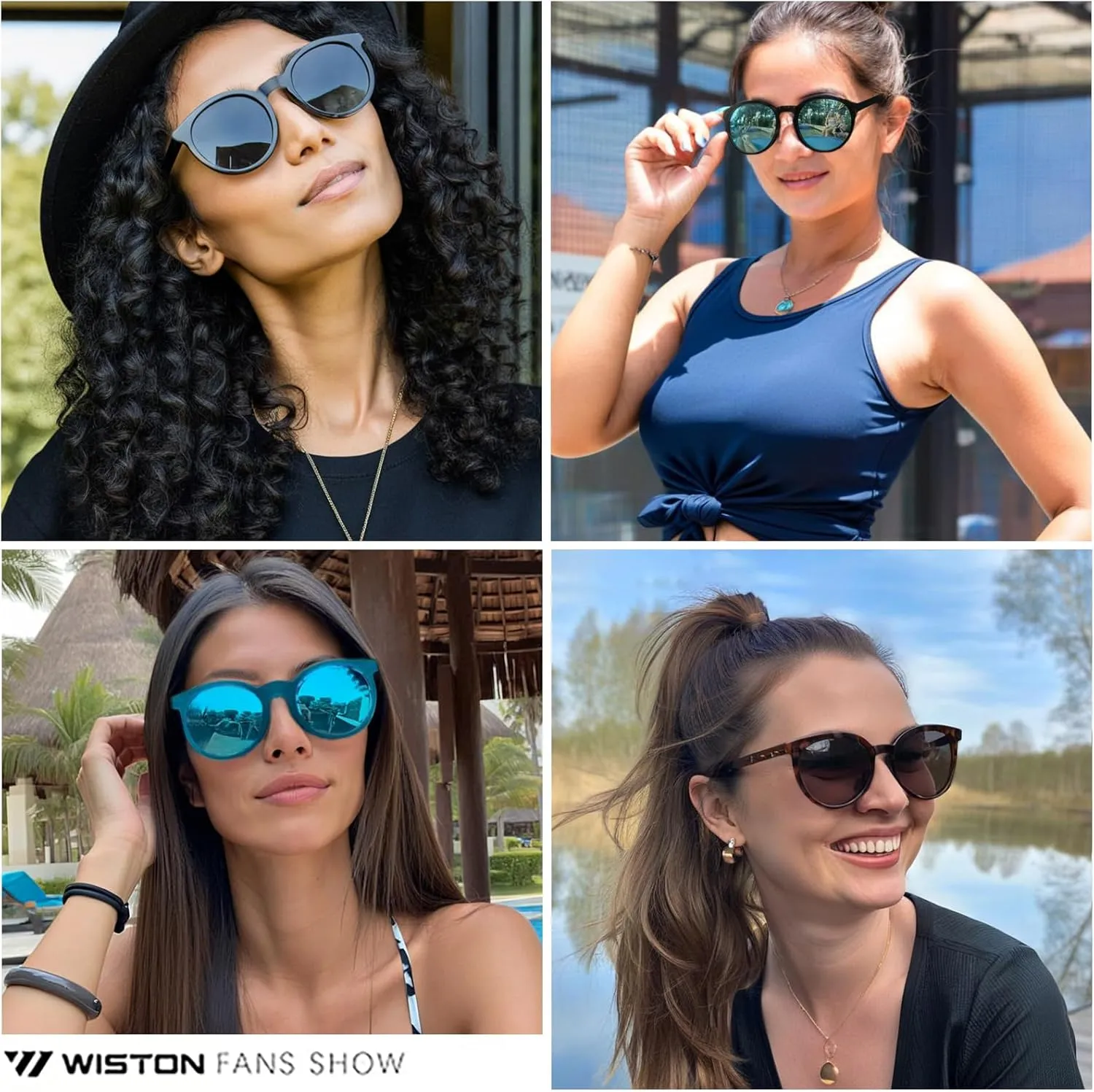 WISTON Polarized Round Sunglasses for Women & Men,Running Sunglasses Retro Classic UV400 Protection TR Frame Lightweight 8107
