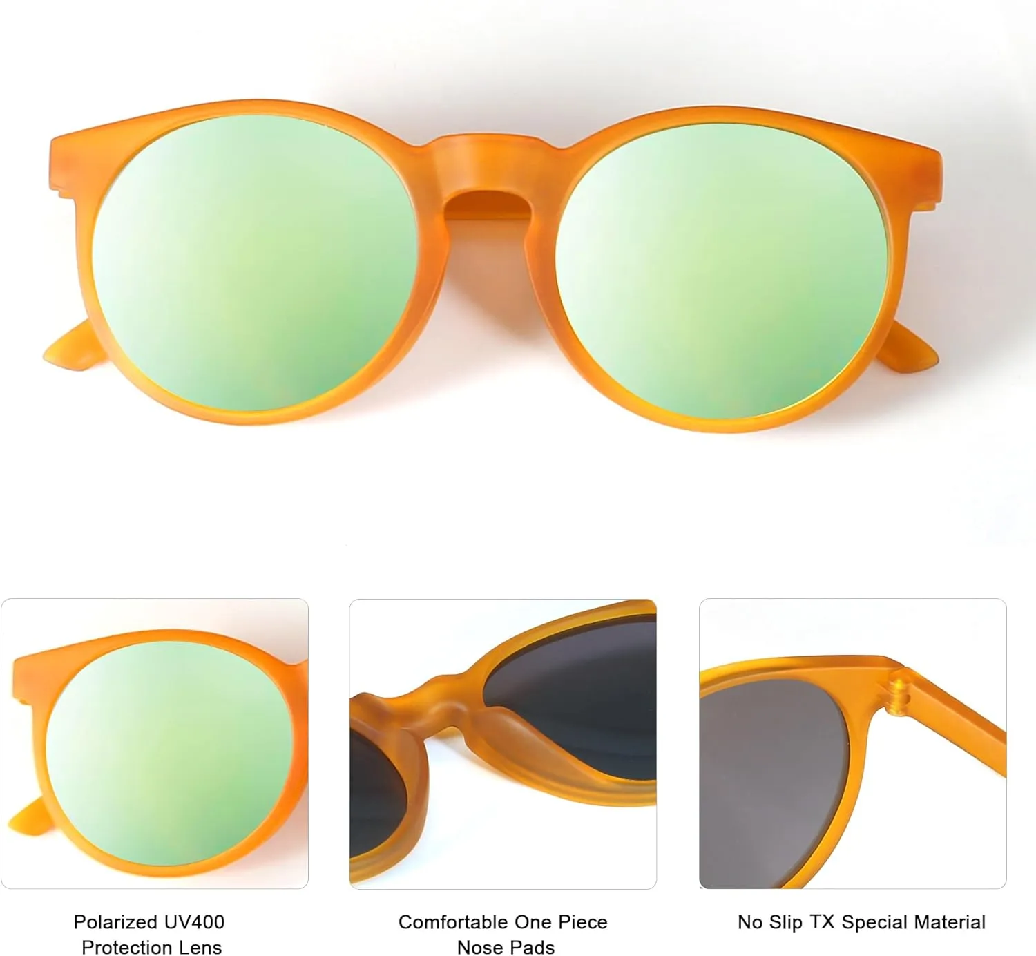 WISTON Polarized Round Sunglasses for Women & Men,Running Sunglasses Retro Classic UV400 Protection TR Frame Lightweight 8107