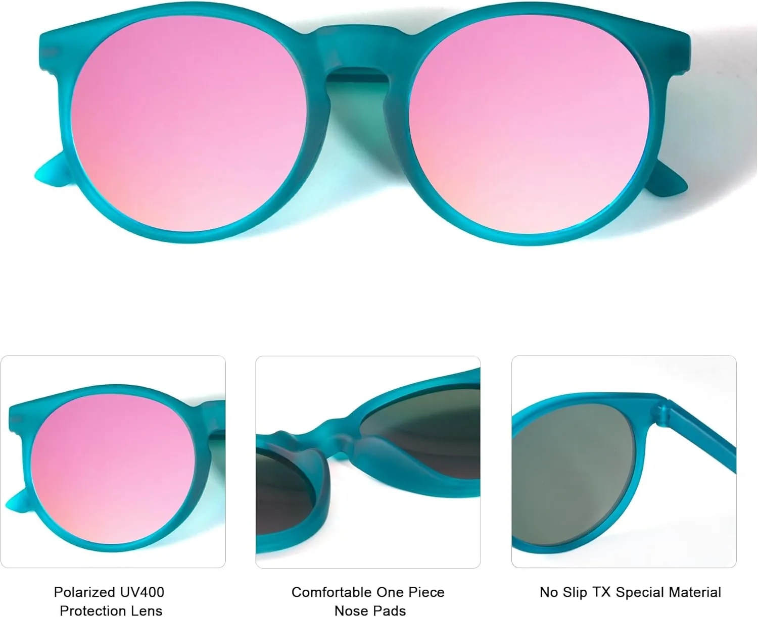 WISTON Polarized Round Sunglasses for Women & Men,Running Sunglasses Retro Classic UV400 Protection TR Frame Lightweight 8107