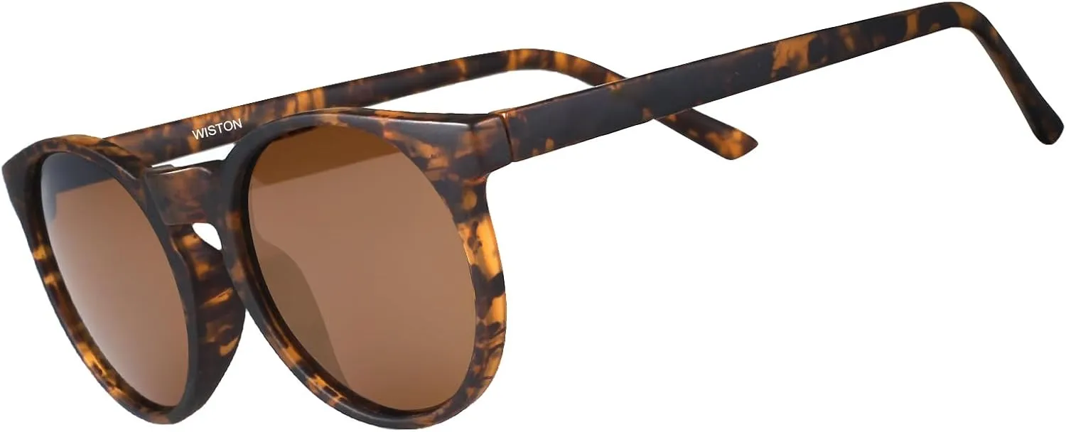 WISTON Polarized Round Sunglasses for Women & Men,Running Sunglasses Retro Classic UV400 Protection TR Frame Lightweight 8107