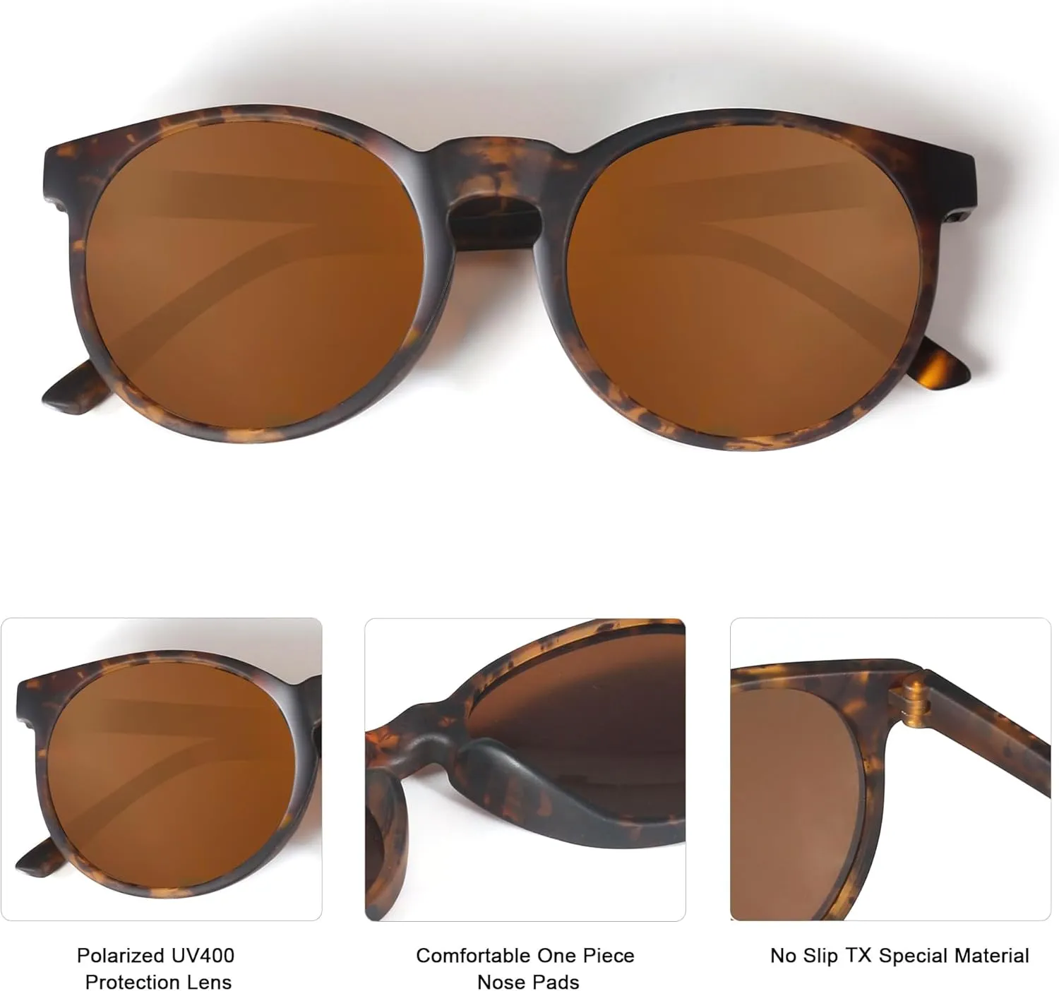 WISTON Polarized Round Sunglasses for Women & Men,Running Sunglasses Retro Classic UV400 Protection TR Frame Lightweight 8107