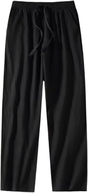 WOLONG Men Linen Pants Men Pants Summer Male Casual Solid Color Pants Male Straight Leg Cotton Linen Pants Thin Trousers