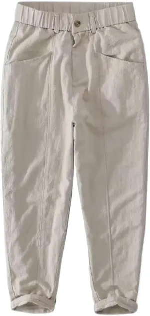 WOLONG Spring Summer Linen Casual Cargo Pants for Men Casual Drawstring Thin Big Pocket Trousers Streetwear Men