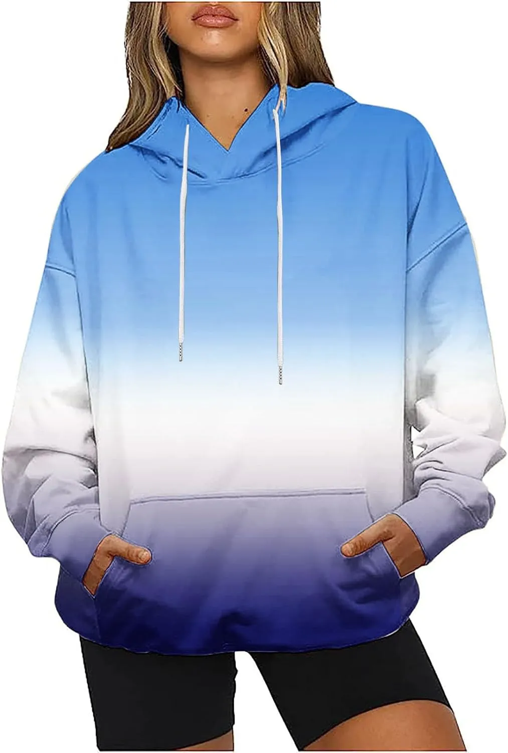 Women 2024 Oversized Sweatshirts Neno Print Drawstring Cute Hoodies Pullover Tops Fall Winter Trendy Clothes