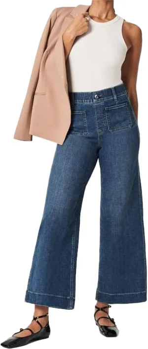 Women Favorite Tummy Control Jeans High Waisted Straight Ankle Stretch Wide-Leg Flared Jeans with Patch Pocket