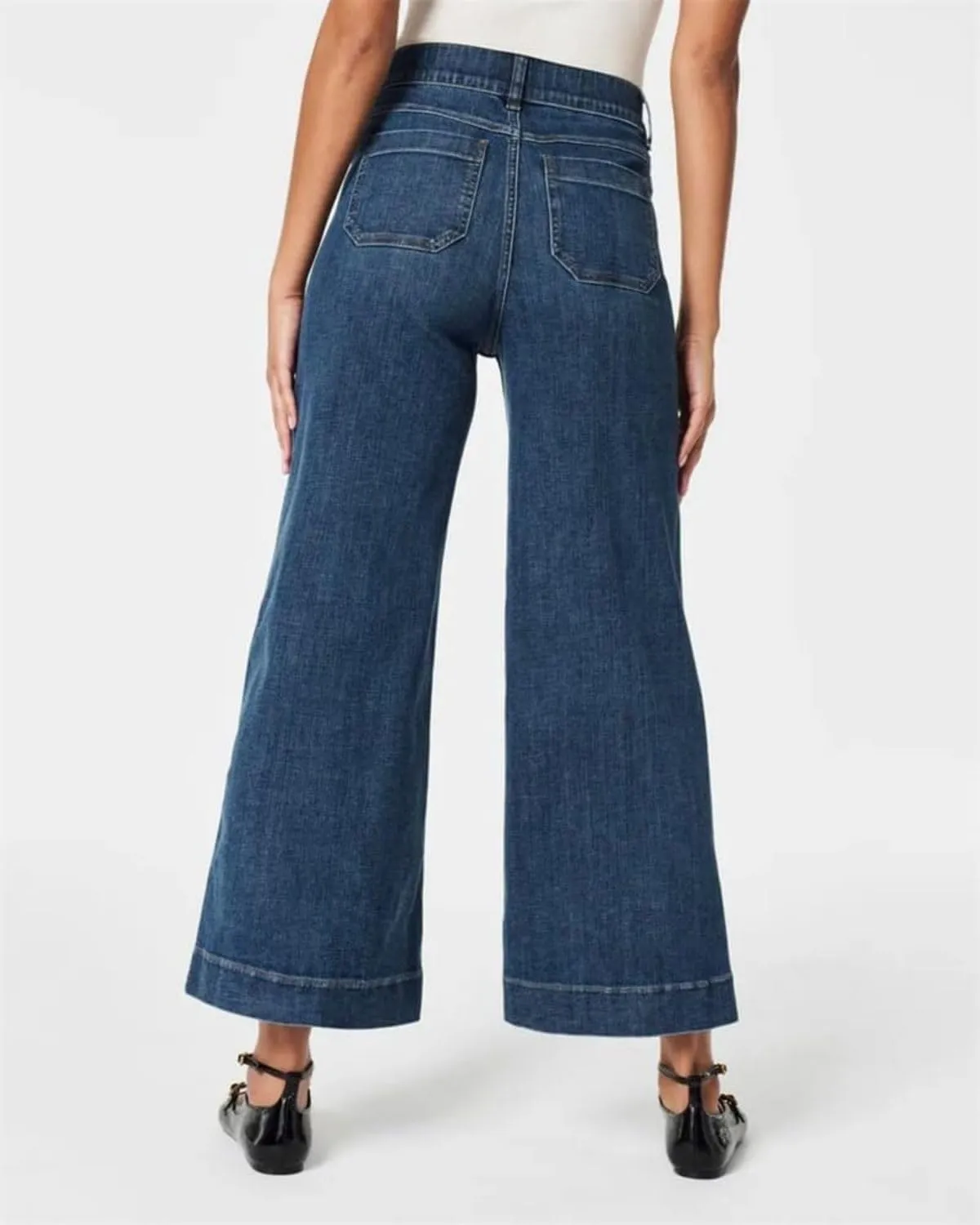 Women Favorite Tummy Control Jeans High Waisted Straight Ankle Stretch Wide-Leg Flared Jeans with Patch Pocket