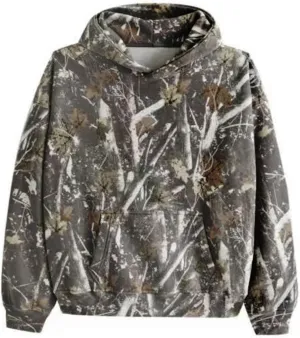 Women Oversized Maple Leaf Print Camo Hoodie Pullover Jumper Workout Hooded Fleece Sweatshirt With Front Pocket