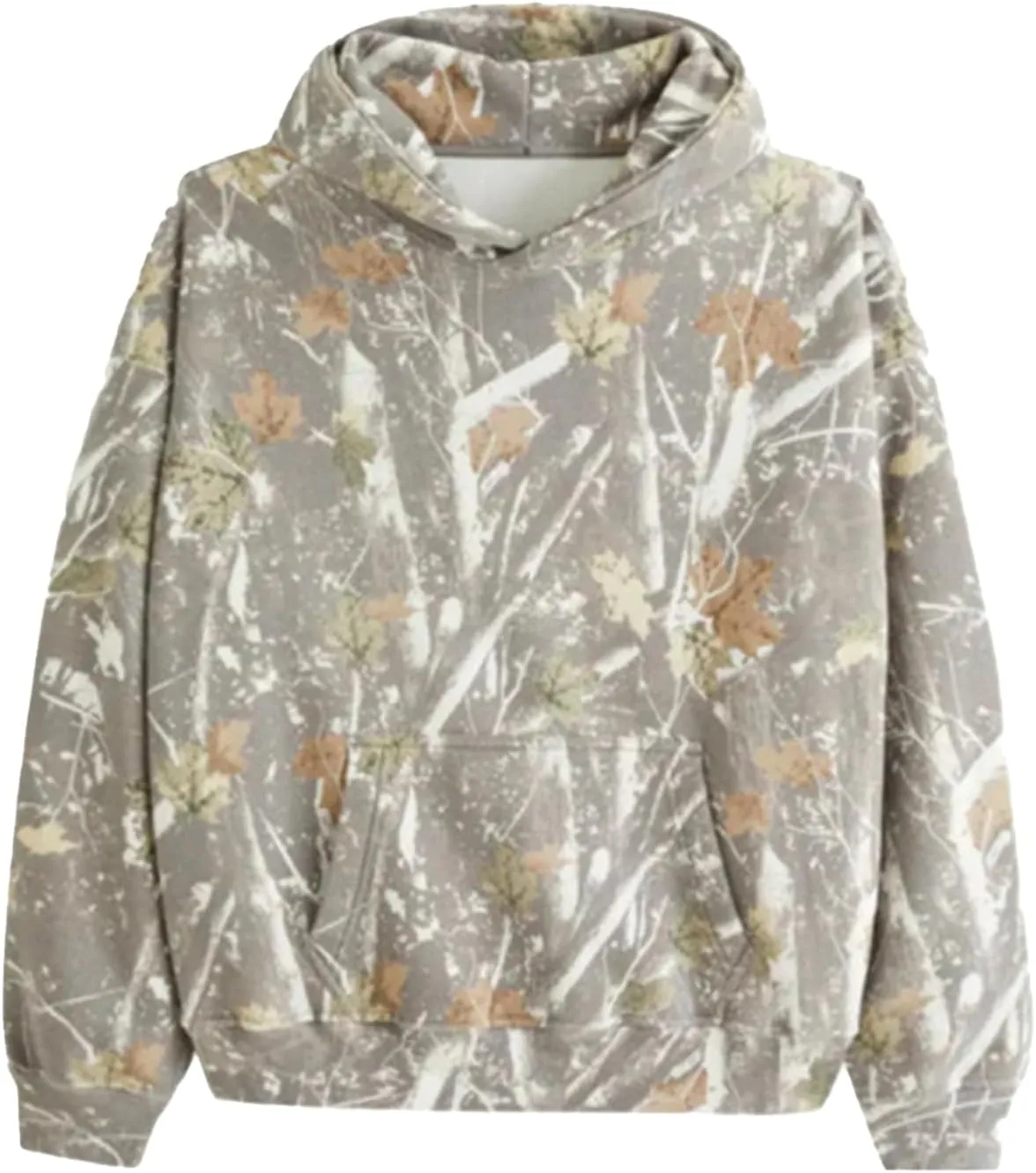 Women Oversized Maple Leaf Print Camo Hoodie Pullover Jumper Workout Hooded Fleece Sweatshirt With Front Pocket